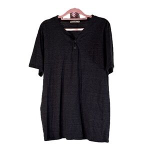 Marine Layer Men’s Short Sleeve Henley Shirt - Heather Charcoal Gray Sz S